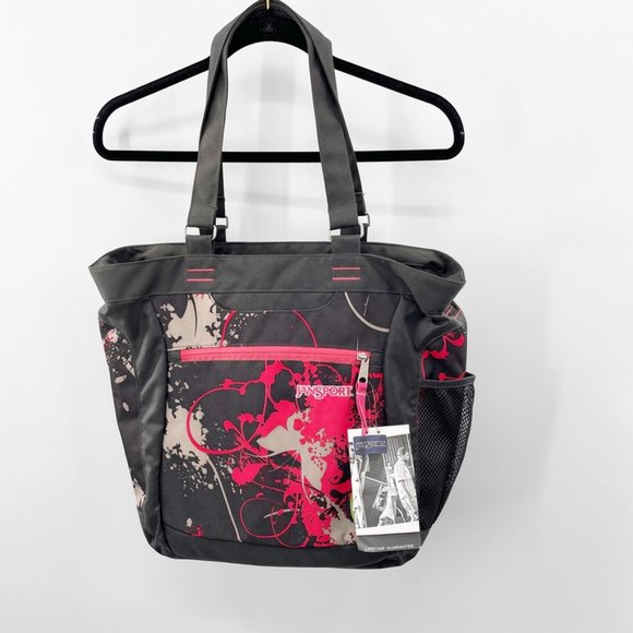 JanSport Black Red Graphic Print Laptop Bag Padded Adjustable Shoulder Bag NEW - Picture 1 of 10